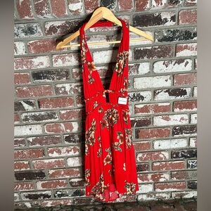 ILLA ILLA Red Floral halter backless Dress